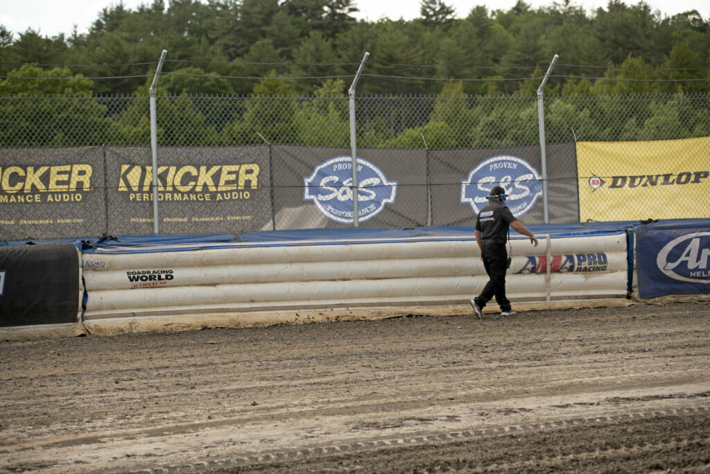 The Roadracing World Action Fund provides inflatable barriers to AFT to help prevent injuries to its riders. The barriers are so effective that top riders have crashed into the barriers at over 100 mph and been able to make restarts on the same motorcycle they crashed. Photo by John Owens.