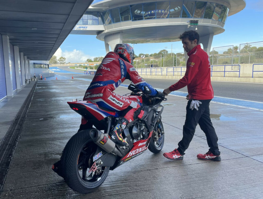The test at Jerez was Iker Lecuona's (7) first time back on his Honda since suffering a broken vertebra in Indonesia. Photo courtesy Team HRC.