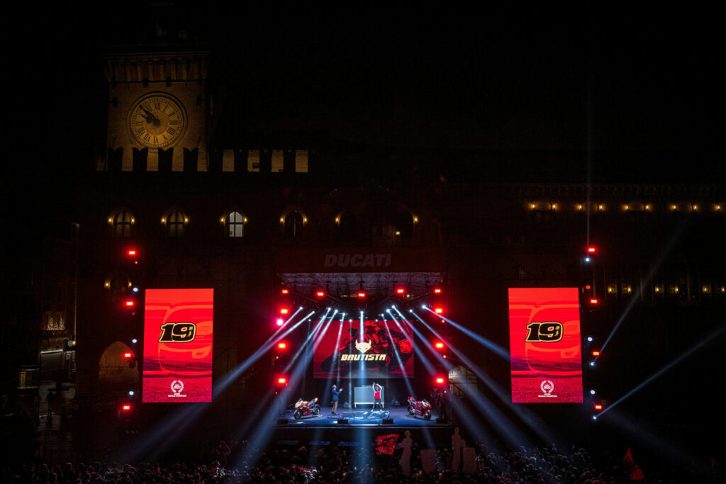 2022 Superbike World Champion Alvaro Bautista is introduced to the fans. Photo courtesy Ducati.