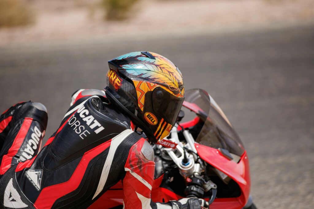 Bell's Carlin Dunne Race Star DLX Flex is a replica of the helmet Dunne wore during the 2018 Pikes Peak International Hillclimb event. Photo courtesy Bell Helmets