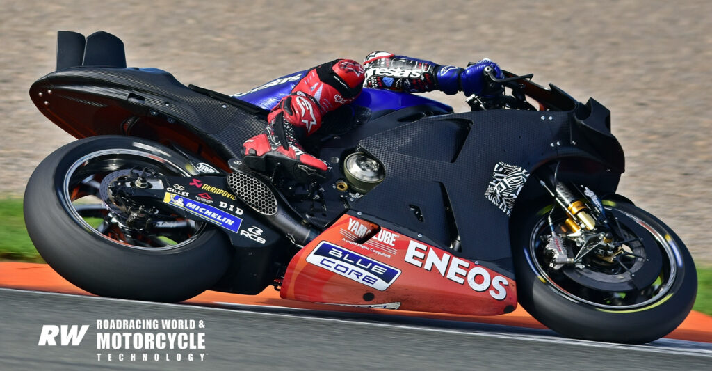 Fabio Quartararo had hoped for more top speed from his new Yamaha YZR-M1 at Valencia. Photo by Michael Gougis.