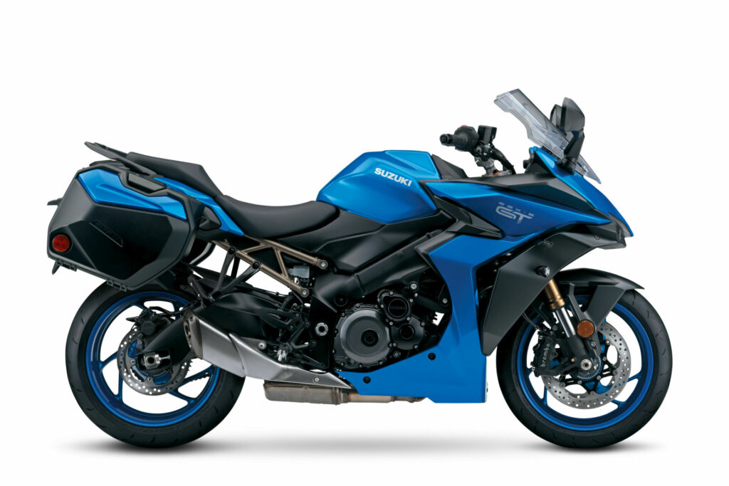 A 2023-model Suzuki GSX-S1000GT+ with standard side cases. Photo courtesy Suzuki Motor USA, Inc.