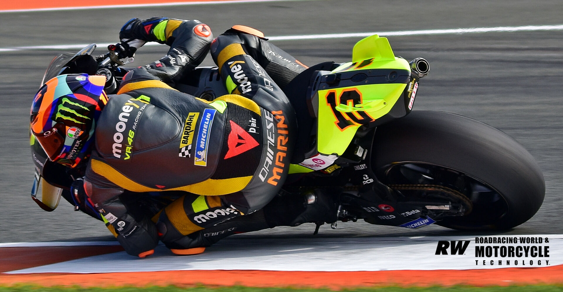 Luca Marini (10) had no new components to test, but got down to the business of getting the most from his existing Mooney VR46 Racing Team Ducati and turned the fastest lap of the day. Photo by Michael Gougis.