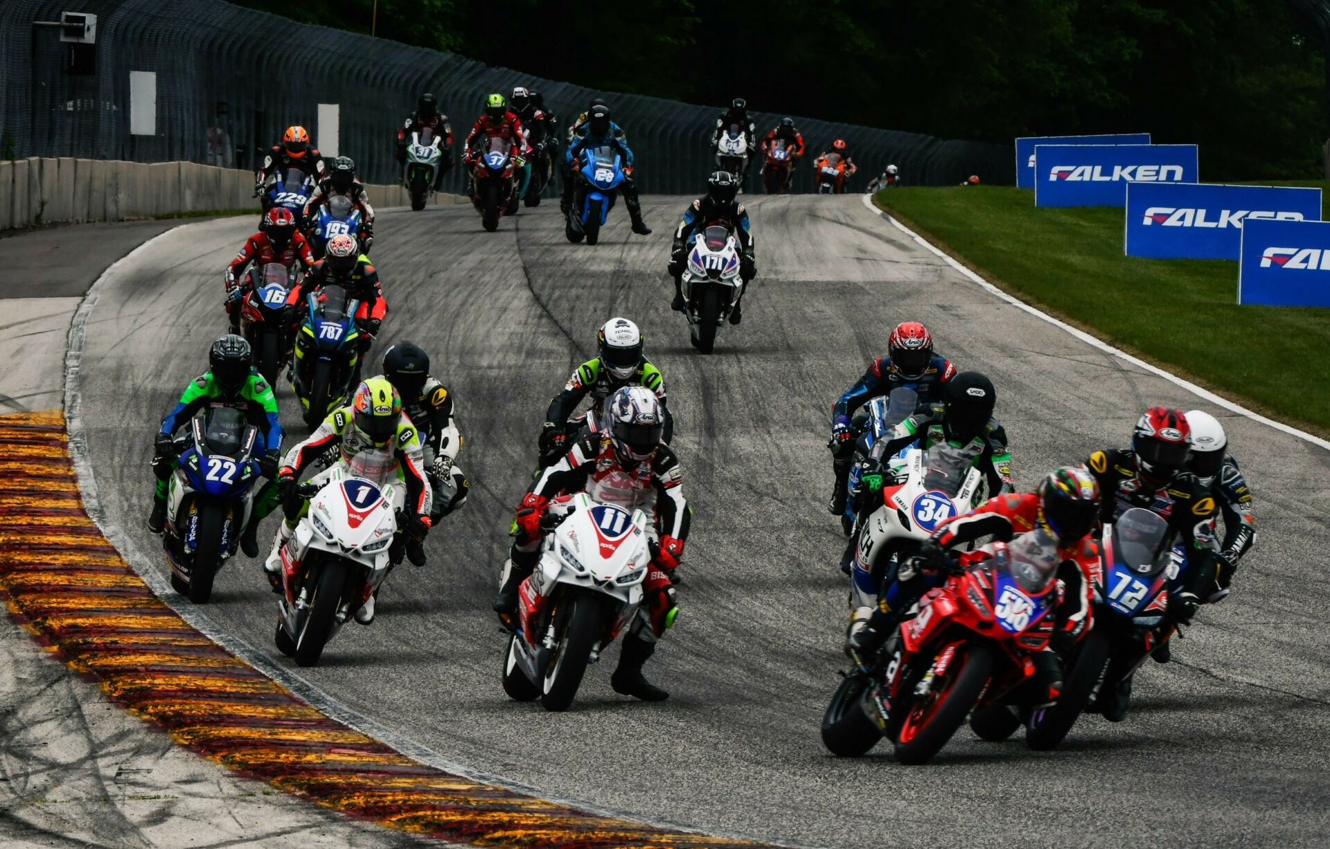 Action from a MotoAmerica Twins Cup race at Road America in 2022. Photo by Sara Chappell Photos, courtesy CSBK.