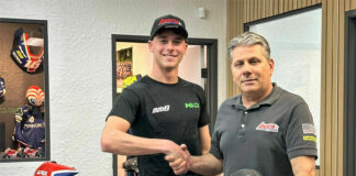 American Max Toth (left) has signed with Eitan Butbul's (right) Apex Motorsport Agency and will race full-time for Team MMR in the 2023 FIM JuniorGP Moto2 European Championship. Photo courtesy American Racing Team.