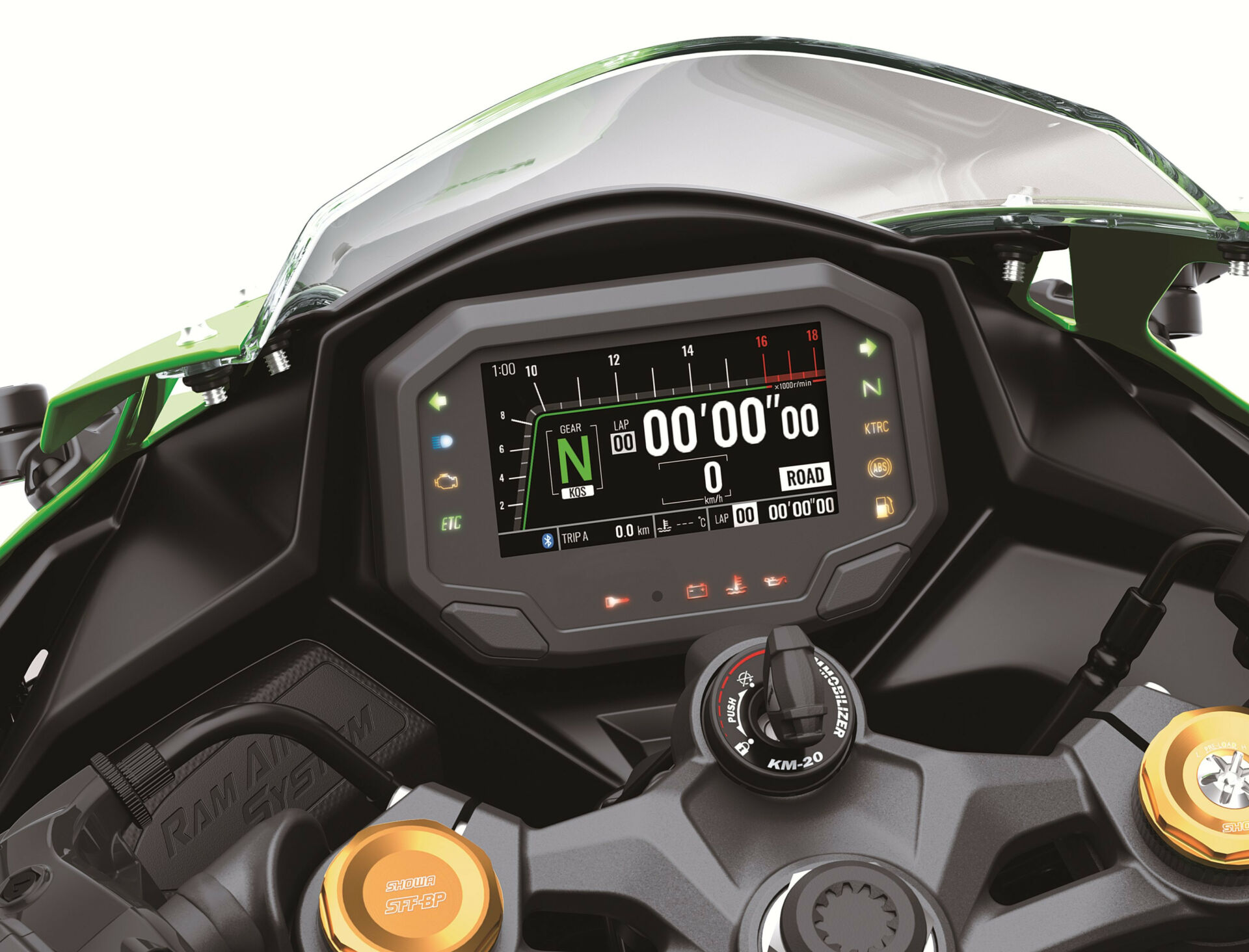 The Ninja ZX-4RR comes with a color TFT display with a Circuit Mode. Photo courtesy Kawasaki.