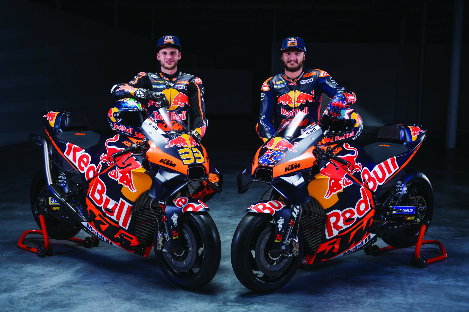 Red Bull KTM's 2023 MotoGP riders Brad Binder (left) and Jack Miller (right). Photo by Philip Platzer, courtesy KTM Factory Racing.