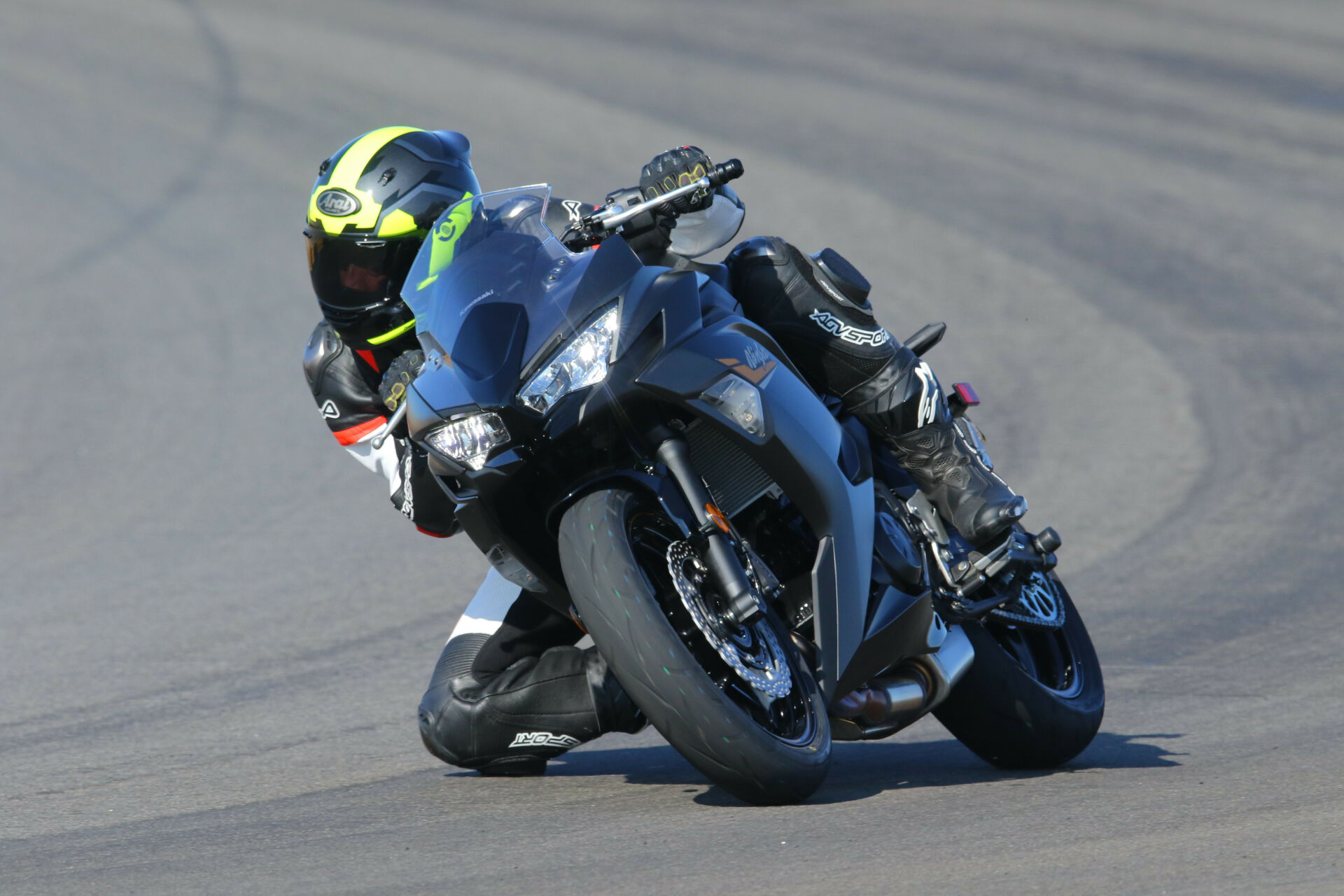 Arai's new Contour-X helmet is aimed at the sport-touring and street rider, but has been tested by the company's evaluators at speeds up to 180 mph at Suzuka. Photo courtesy Caliphotography.com.