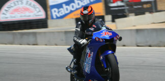 Superbike Coach Corp. owner Can Akkaya (36) during one of his events at Laguna Seca. Photo courtesy Superbike Coach Corp.