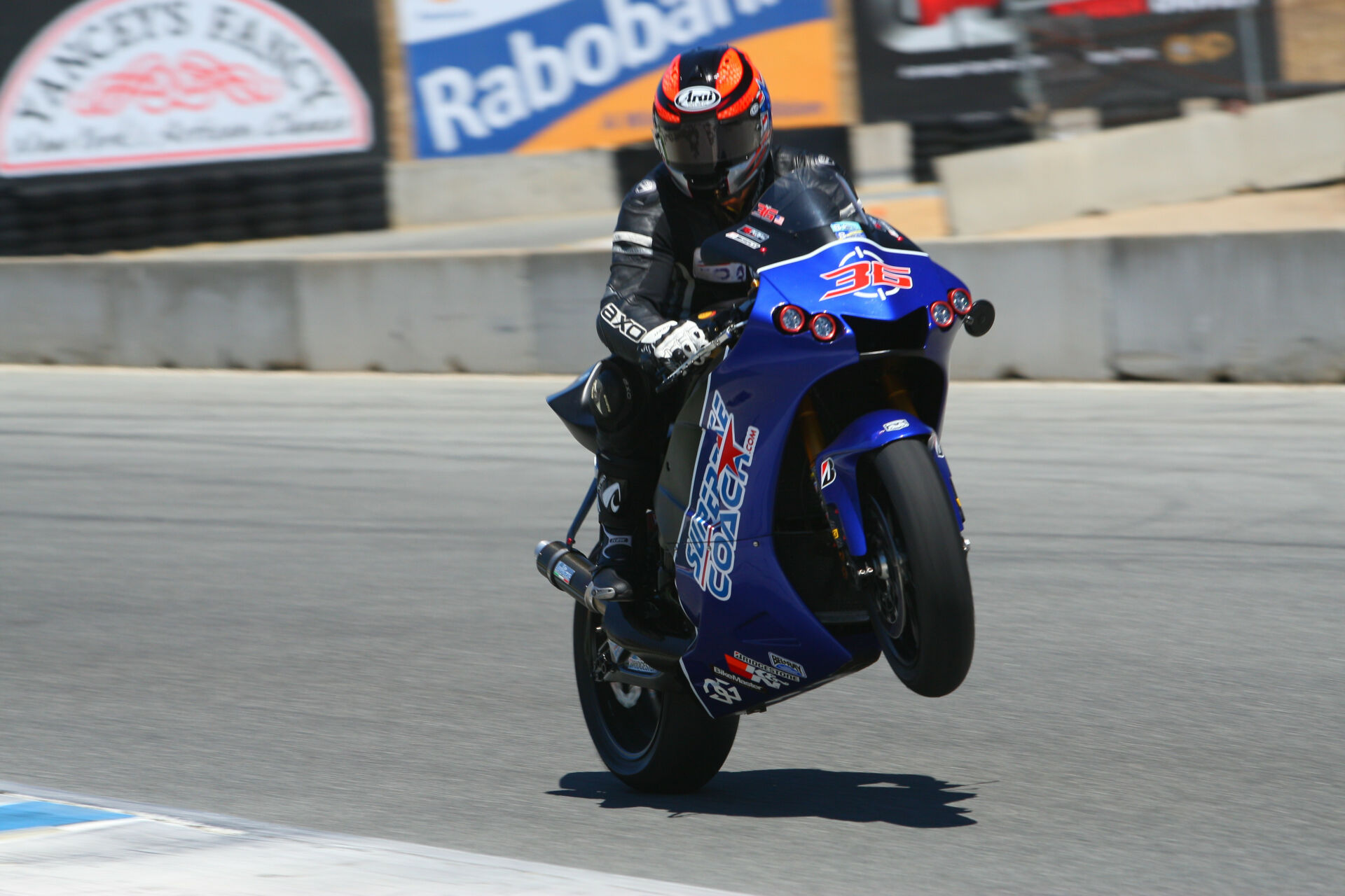Superbike Coach Corp. owner Can Akkaya (36) during one of his events at Laguna Seca. Photo courtesy Superbike Coach Corp.