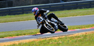 David McPherson (594) on the University of Michigan SPARK Atlas Team's electric prototype in 2022. Photo courtesy AHRMA.