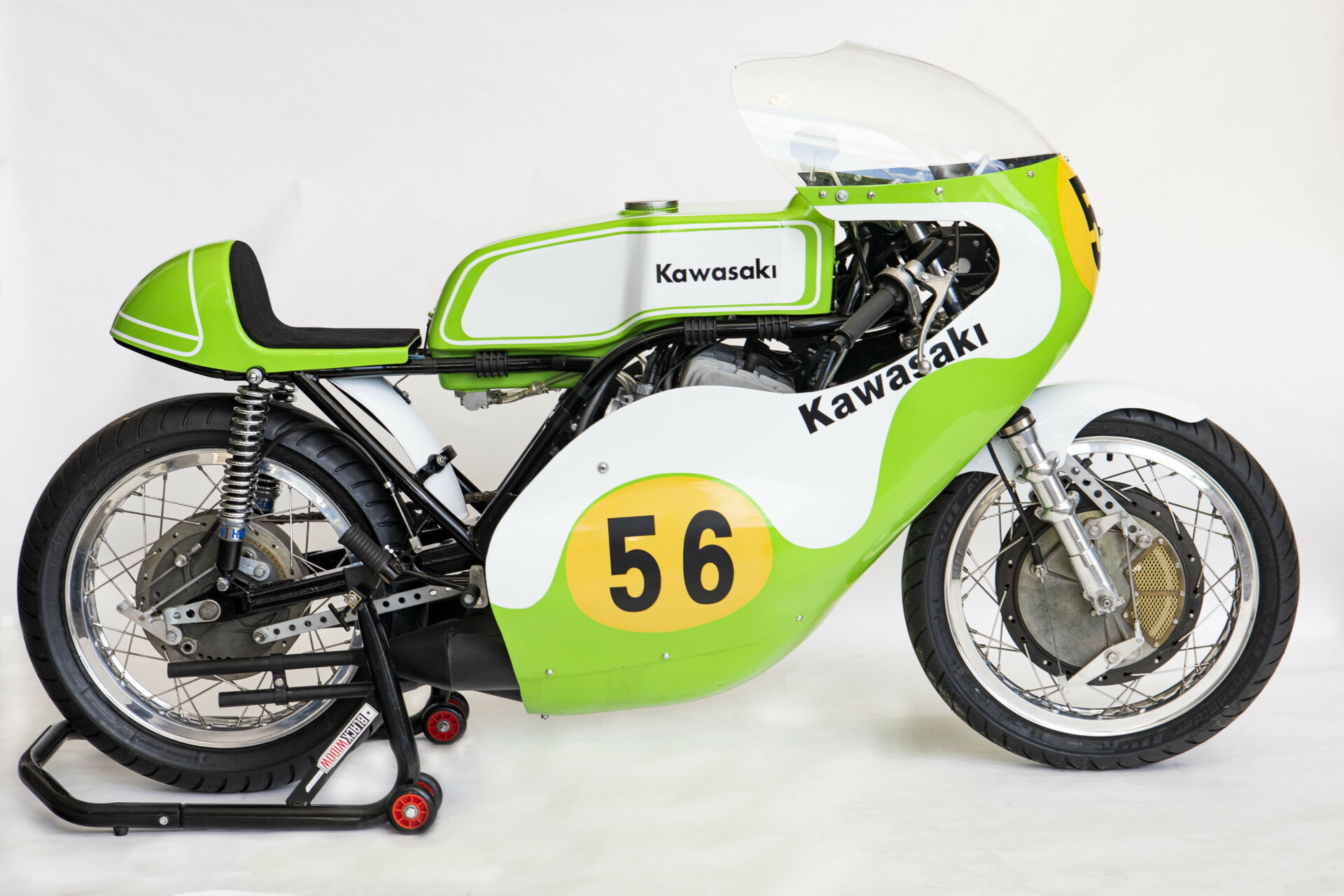 A vintage Kawasaki road racer that was featured at the 2022 Riding Into History event. Photo by Dohms Creative Photography, courtesy Riding Into History.