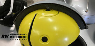 The latest Mips helmet lining is designed to reduce the amount of rotational energy transmitted to the brain. The liner is split across its entire surface and separated by a low-friction layer (yellow) that allows the head to move 10mm to 15mm in an impact. A second split across the top of the head allows for a second axis of movement. Photo by Michael Gougis.