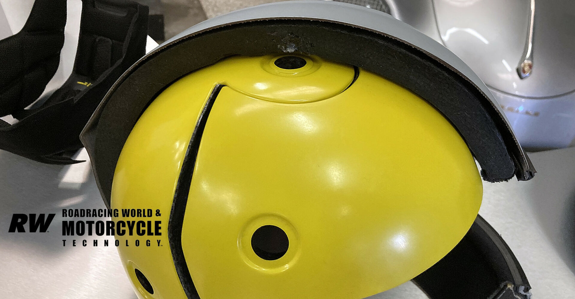 The latest Mips helmet lining is designed to reduce the amount of rotational energy transmitted to the brain. The liner is split across its entire surface and separated by a low-friction layer (yellow) that allows the head to move 10mm to 15mm in an impact. A second split across the top of the head allows for a second axis of movement. Photo by Michael Gougis.