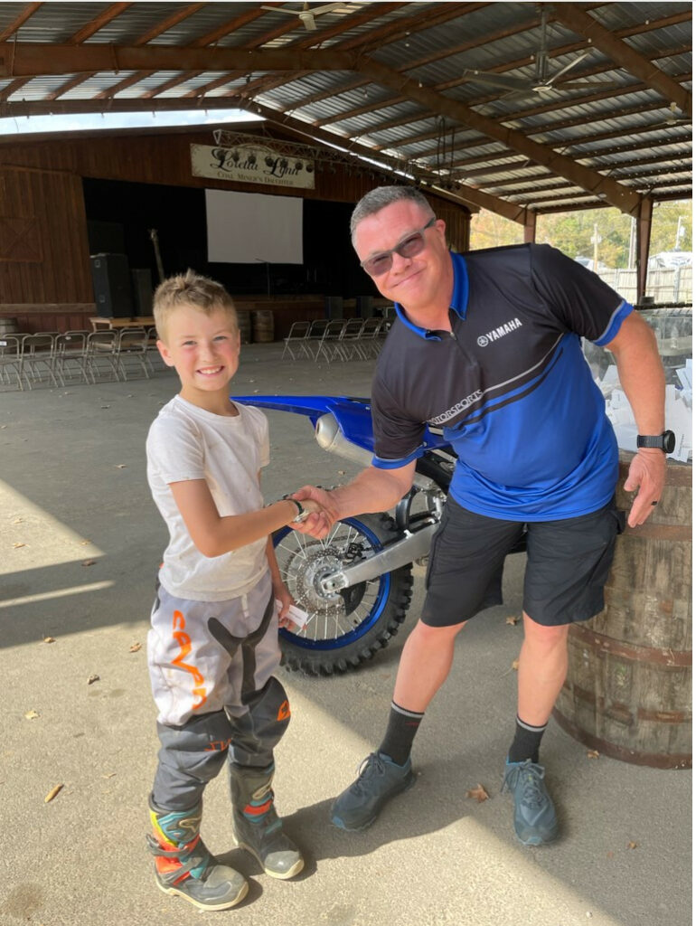 Easton Morgan (left) was the winner of a brand new YZ125 donated by Yamaha Motor Corporation. Photo courtesy USMCA.