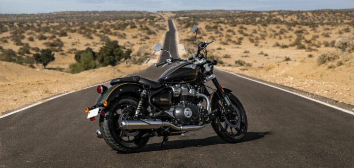 A 2023 Royal Enfield Super Meteor 650 in the deserts of India. Photo courtesy Royal Enfield.