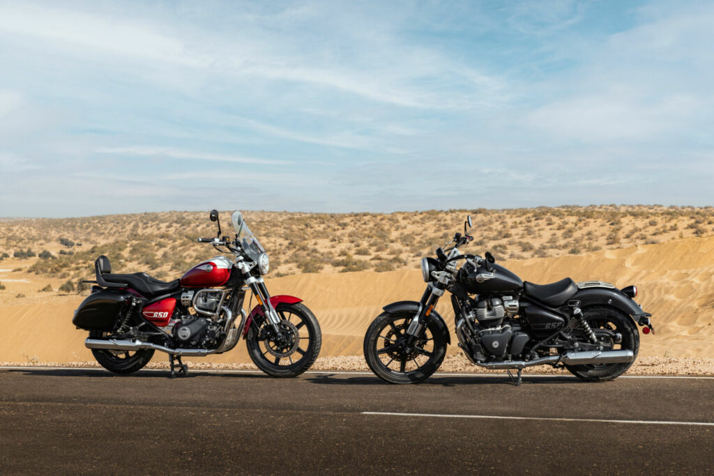 India’s Rajasthan Desert made the perfect backdrop for the global launch of the 2023 Royal Enfield Super Meteor 650. Photo courtesy Royal Enfield.