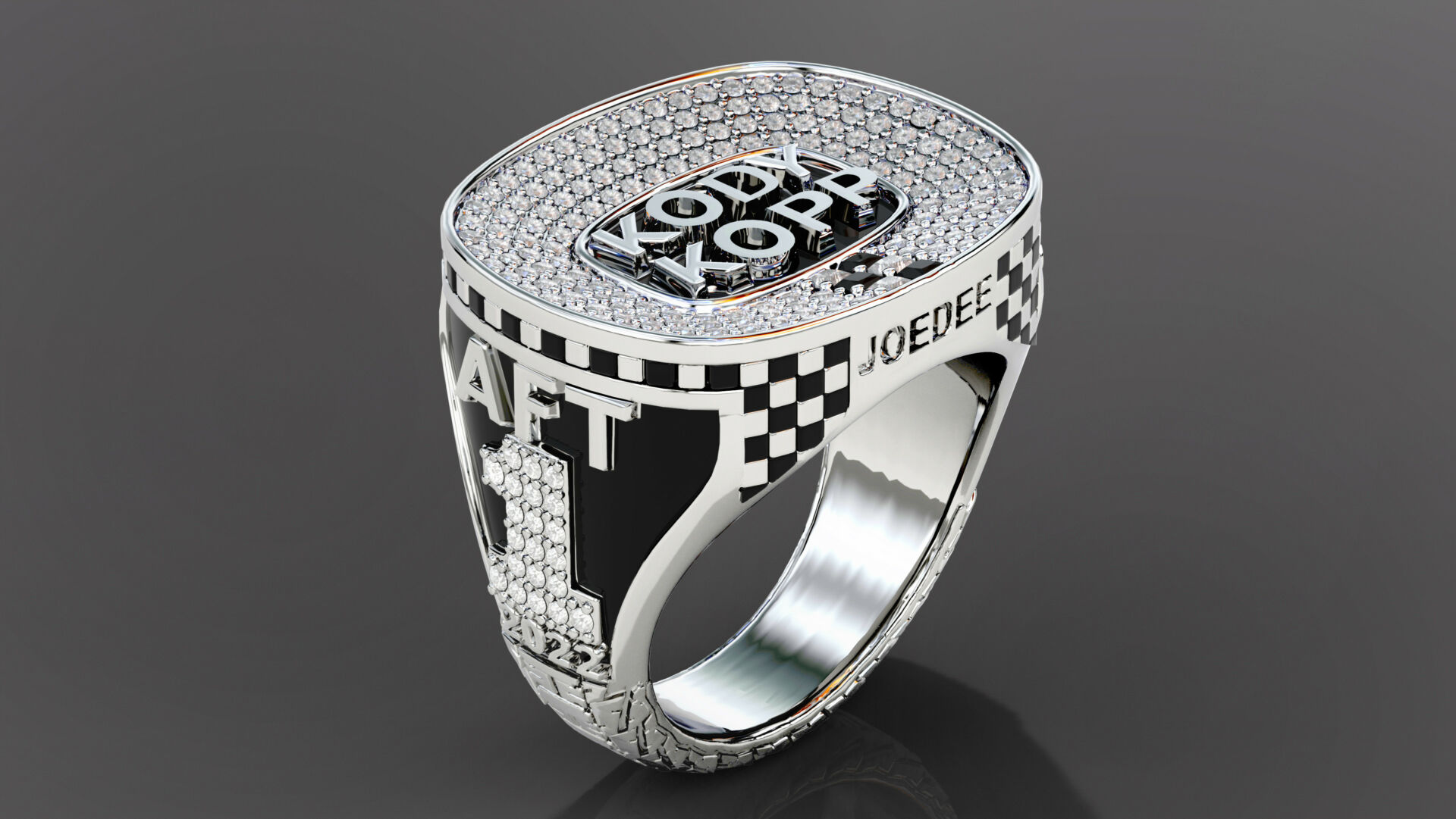 2022 AFT Singles Champion Kody Kopp's Thom Duma Fine Jewelers-created custom Championship ring. Photo courtesy AFT.