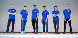 Yamaha World Superbike racers (from left) Lorenzo Baldassarri, Andrea Locatelli, Toprak Razgatlioglu, Dominique Aegerter, Remy Gardner, and Bradley Ray. Photo courtesy Yamaha.