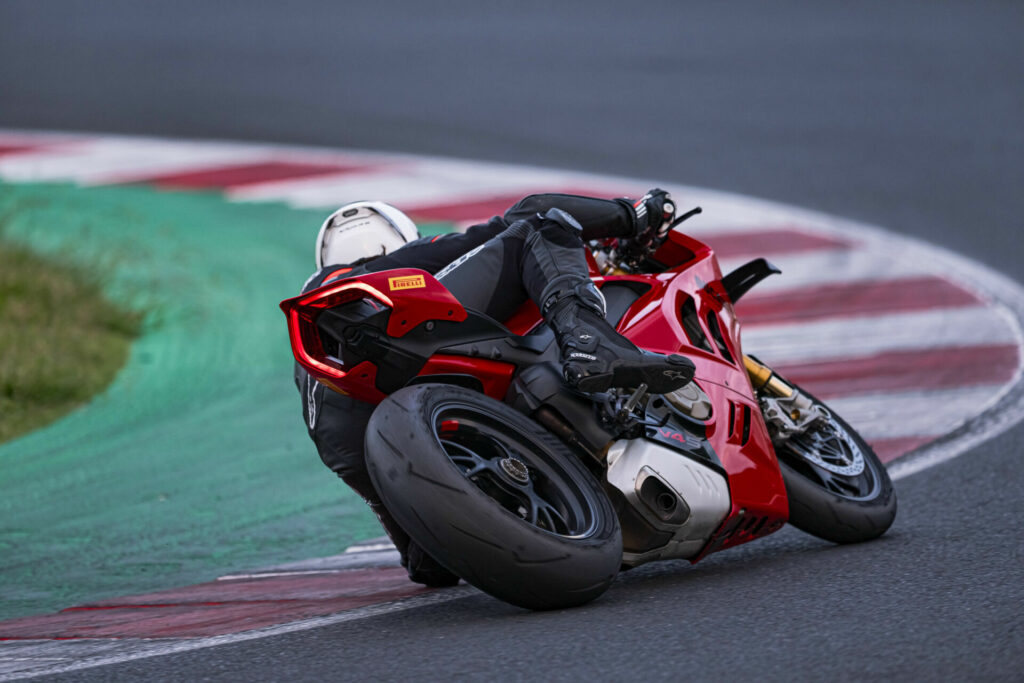 Pirelli Diablo Supercorsa SC V4 tires in action on the track. Photo courtesy Pirelli.