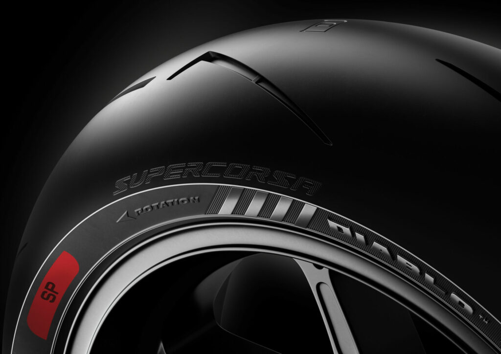 A closeup of a rear Pirelli Diablo Supercorsa SP V4. Photo courtesy Pirelli.
