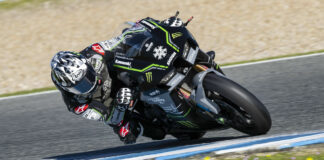 Jonathan Rea, seen here during testing at Jerez, has two new electronics specialists on his crew for 2023. Photo courtesy Kawasaki.