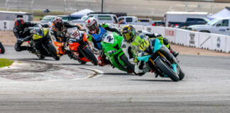 Legion Moto staff lead a “B-Group” session at Pikes Peak International Raceway. Photo courtesy Legion Moto.