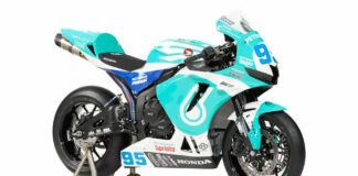 The winged 2023 PETRONAS MIE MS Racing Honda Team CBR600RR of Tarran Mackenzie. Photo courtesy PETRONAS MIE MS Racing Honda Team.