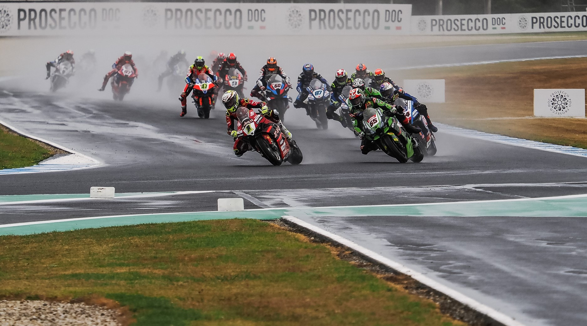 The start of World Superbike Race One Saturday at Phillip Island. Photo courtesy Dorna.