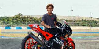 Kensei Matsudaira with his 2022 Moto5 racebike at Jerez. Photo by Kuni Matsudaira.
