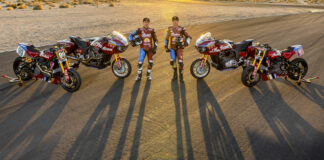Indian Motorcycle's 2023 factory road race team of Jeremy McWilliams (left) and Tyler O'Hara (right). Photo courtesy Indian Motorcycle.