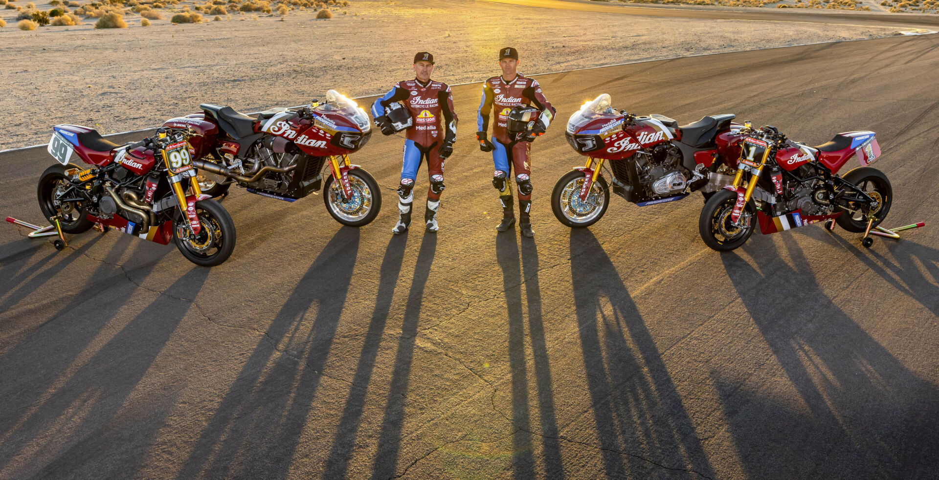 Indian Motorcycle's 2023 factory road race team of Jeremy McWilliams (left) and Tyler O'Hara (right). Photo courtesy Indian Motorcycle.