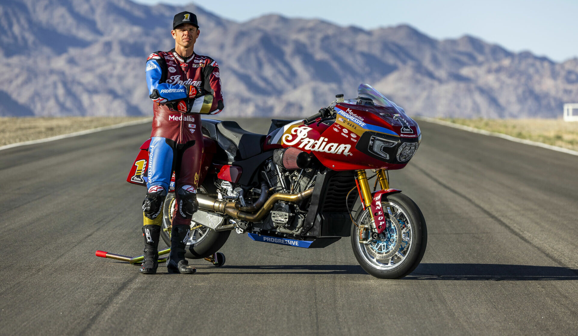 Tyler O'Hara, the 2023 MotoAmerica Mission King Of The Baggers and MotoAmerica RSD Super Hooligan Champion. Photo courtesy Indian Motorcycle.