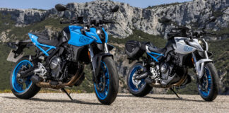 A pair of Suzuki's new 2023 GSX-8S naked sportbikes. Photo courtesy Suzuki Motor USA, LLC.