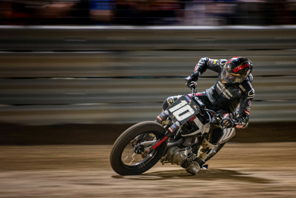 Johnny Lewis (10) in action on his Royal Enfield Twins FT. Photo courtesy Royal Enfield North America.