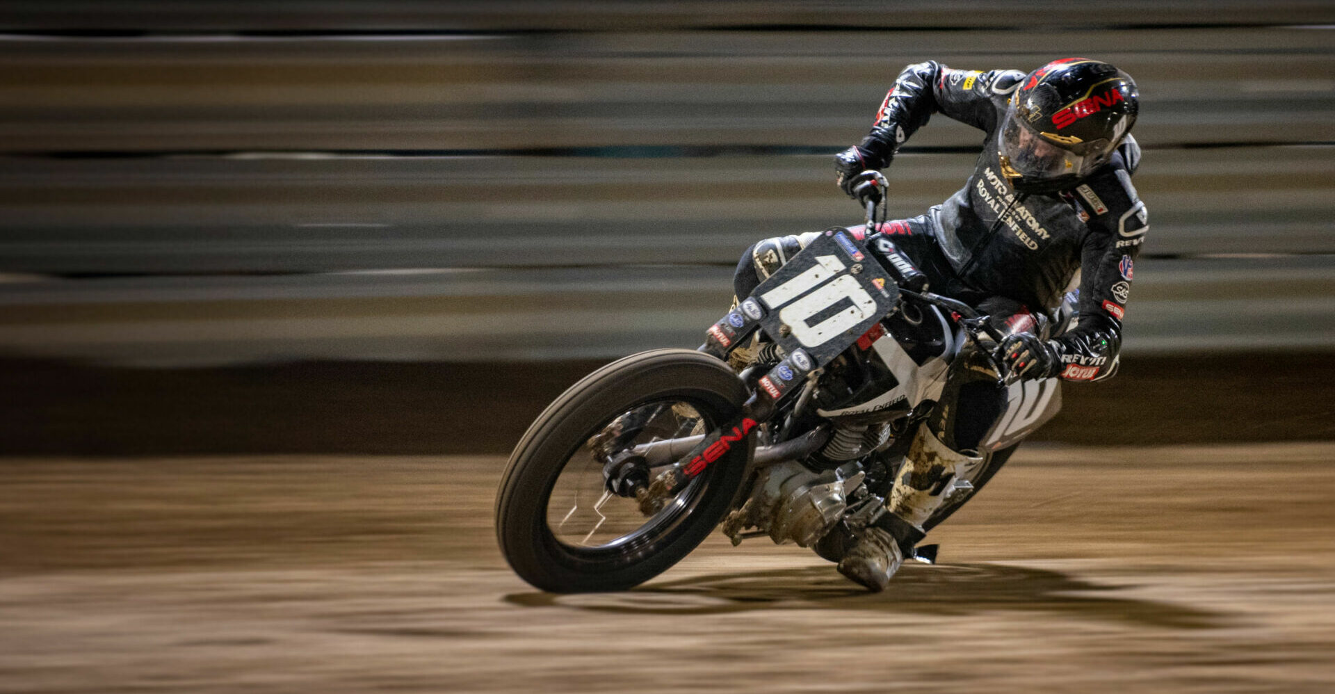 Johnny Lewis (10) in action on his Royal Enfield Twins FT. Photo courtesy Royal Enfield North America.