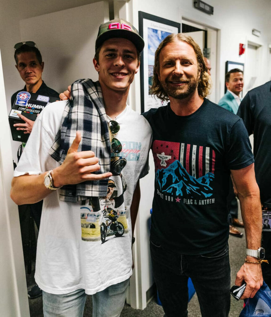 Brandon Paasch with country music star Dierks Bentley, who preformed prior to the Daytona 500. Photo courtesy Brandon Paasch.