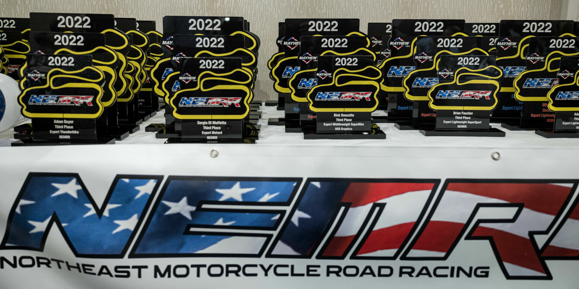 Awards from the 2022 NEMRR season ready to be handed out. Photo by Scott Hussey Photography, courtesy NEMRR.