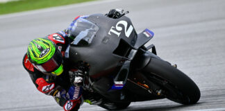 Yamaha test rider Cal Crutchlow (T2) was quickest on Day One of the MotoGP "Shakedown Test" at Sepang. Photo courtesy Dorna.