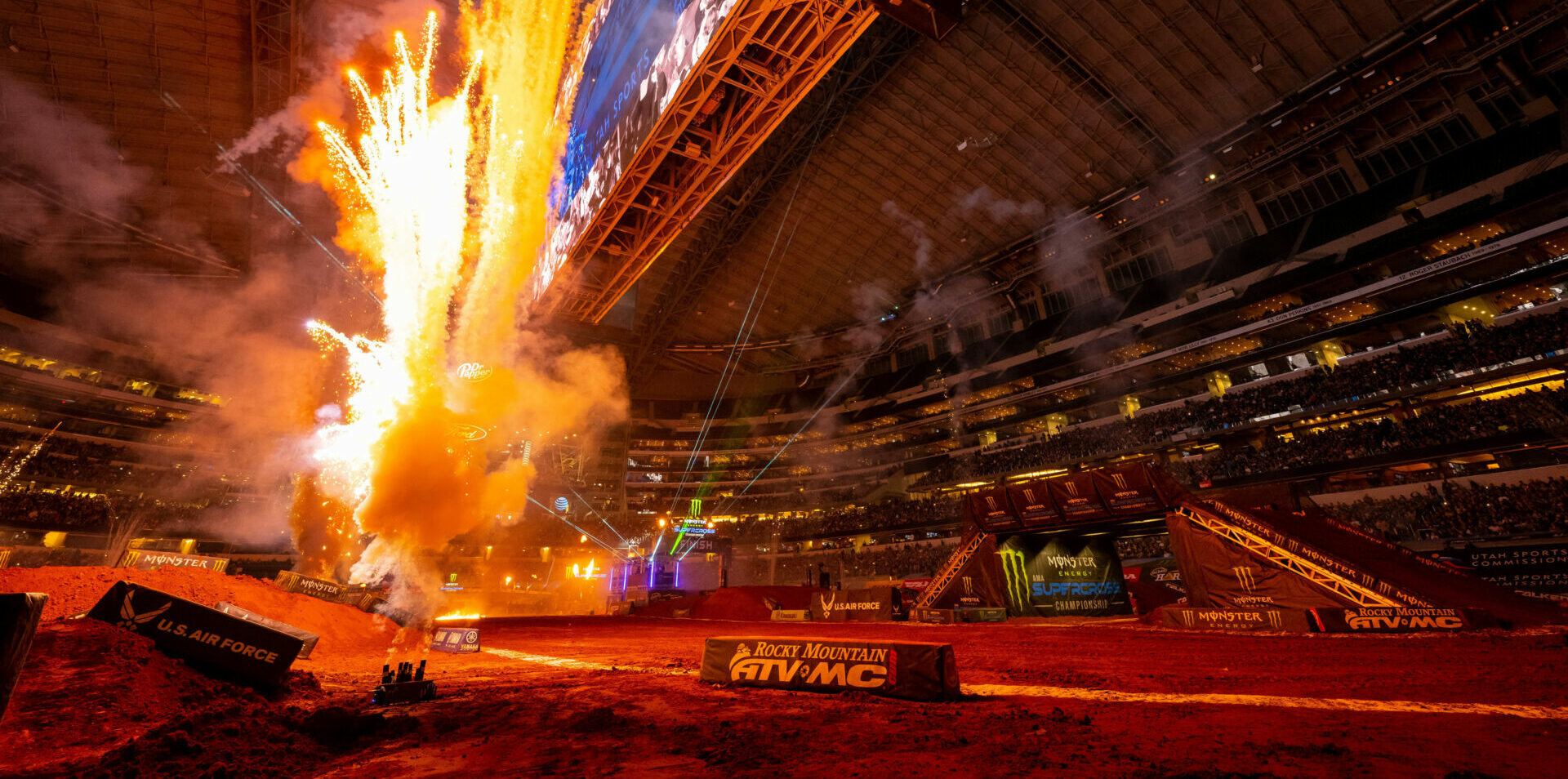 Texas race fans enjoyed the 43rd year of a Supercross event in the Arlington/Dallas metro area. They saw Cooper Webb become the winningest rider in the city's history with five victories at the venue. Photo courtesy Feld Motor Sports, Inc.