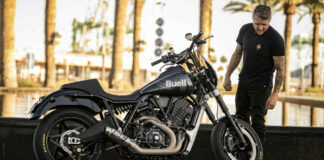 Former racer Roland Sands and the new Buell Super Cruiser. Photo courtesy Buell.