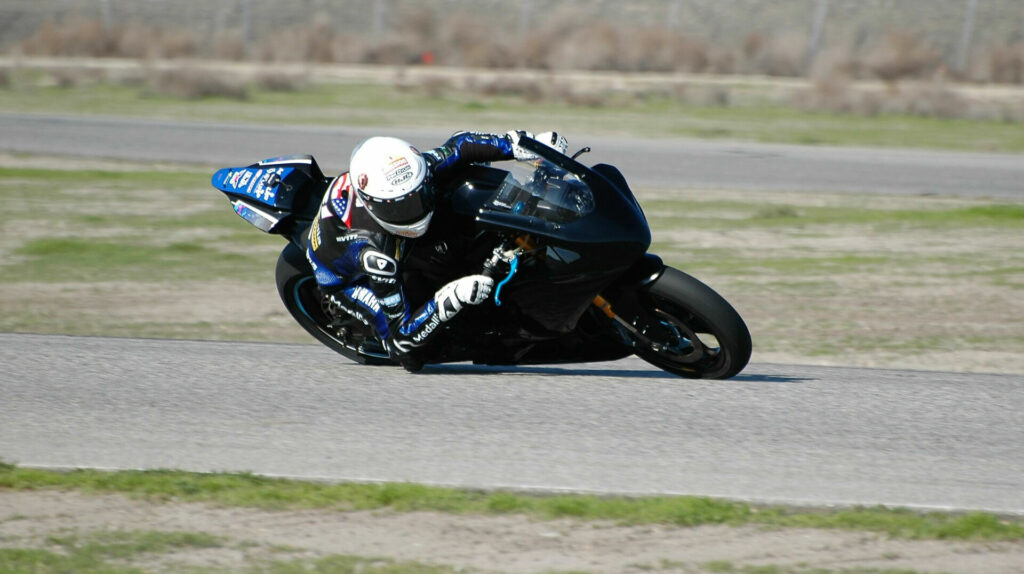 Kayla Yaakov at speed on her new MP13 Racing Yamaha YZF-R7. Photo by David Swarts.