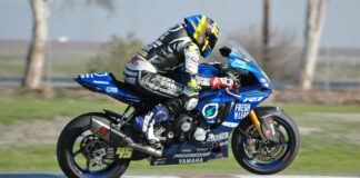 Cameron Petersen (45) said his Yamaha was accelerating better than ever Wednesday. Photo by David Swarts.