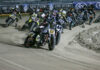 Jared Mees (9) leads the SuperTwins main event at Daytona Short Track II in 2020. Photo by Scott Hunter courtesy AFT.