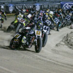 Jared Mees (9) leads the SuperTwins main event at Daytona Short Track II in 2020. Photo by Scott Hunter courtesy AFT.