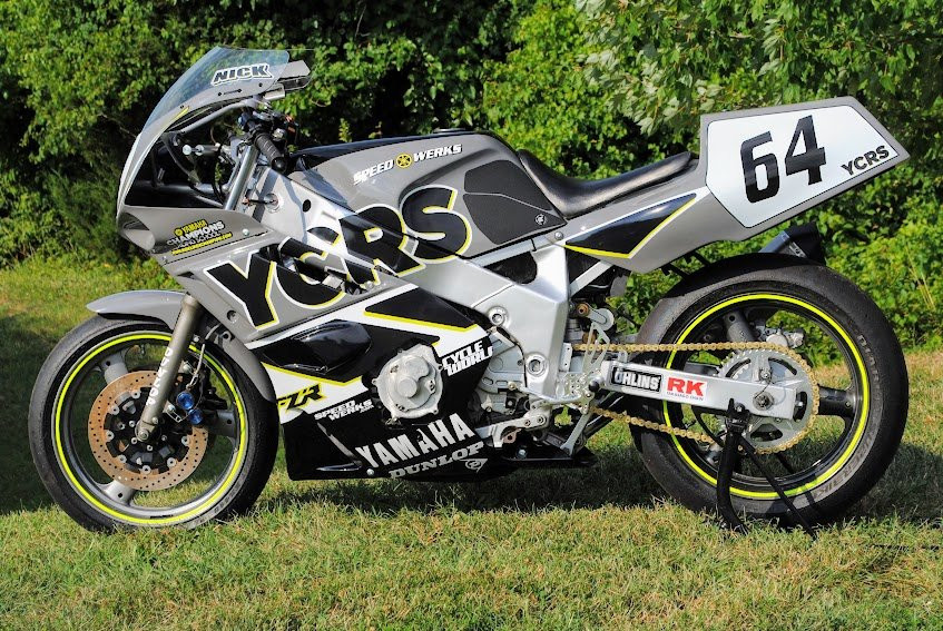 My own racebike in my own garage. Words can’t describe how much fun I’ve had with this FZR and the main reason is how wonderfully Speedwerks made it. It’s not a haggard 33-year-old vintage bike. It’s a shining jewel…at least in my 61-year-old eyes. Photo by Nick Ienatsch.