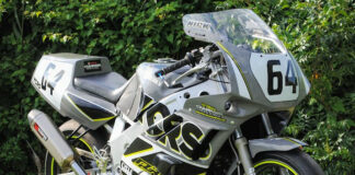 Nick Ienatsch, talking about his Project Bike. "Yamaha FZR600…produced in 1990, remade 33 years later. I raced one then, and I own one now." Photo by Nick Ienatsch.