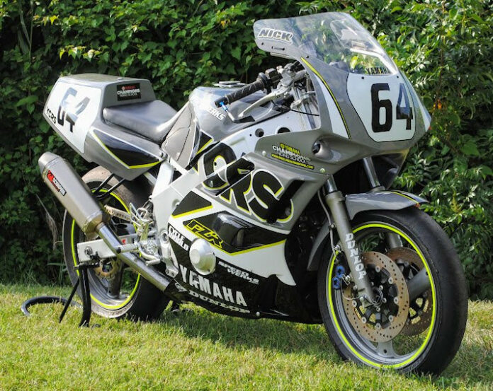 Nick Ienatsch, talking about his Project Bike. "Yamaha FZR600…produced in 1990, remade 33 years later. I raced one then, and I own one now." Photo by Nick Ienatsch.