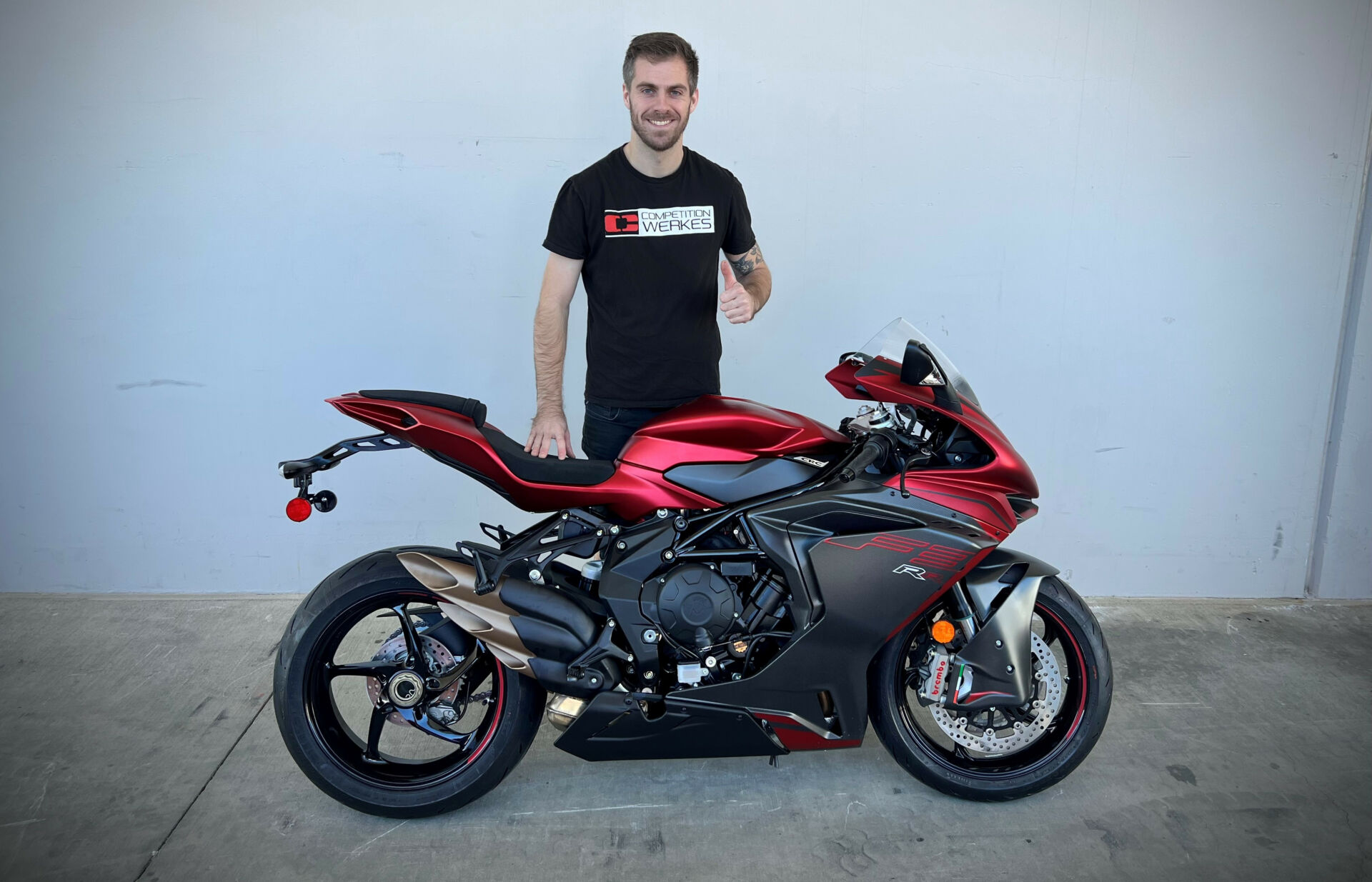 Andy DiBrino and his new MV Agusta F3 RR. Photo courtesy DiBrino Racing.