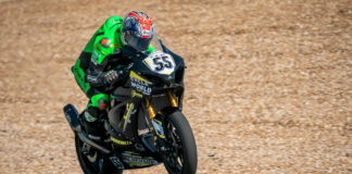 Michael Gilbert (55) in action before his season-ending injury in 2022. Photo by Karen E. Ott, courtesy Michael Gilbert Racing.
